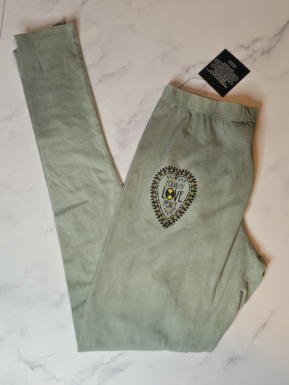 Women's Green Graphic Cotton Blend Leggings